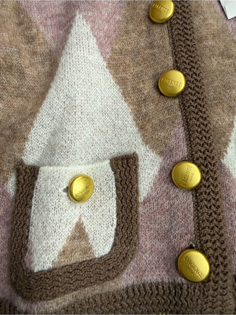 L'AGENCE 
Siobhan Fuzzy Argyle Cardigan - Picture 12 of 16